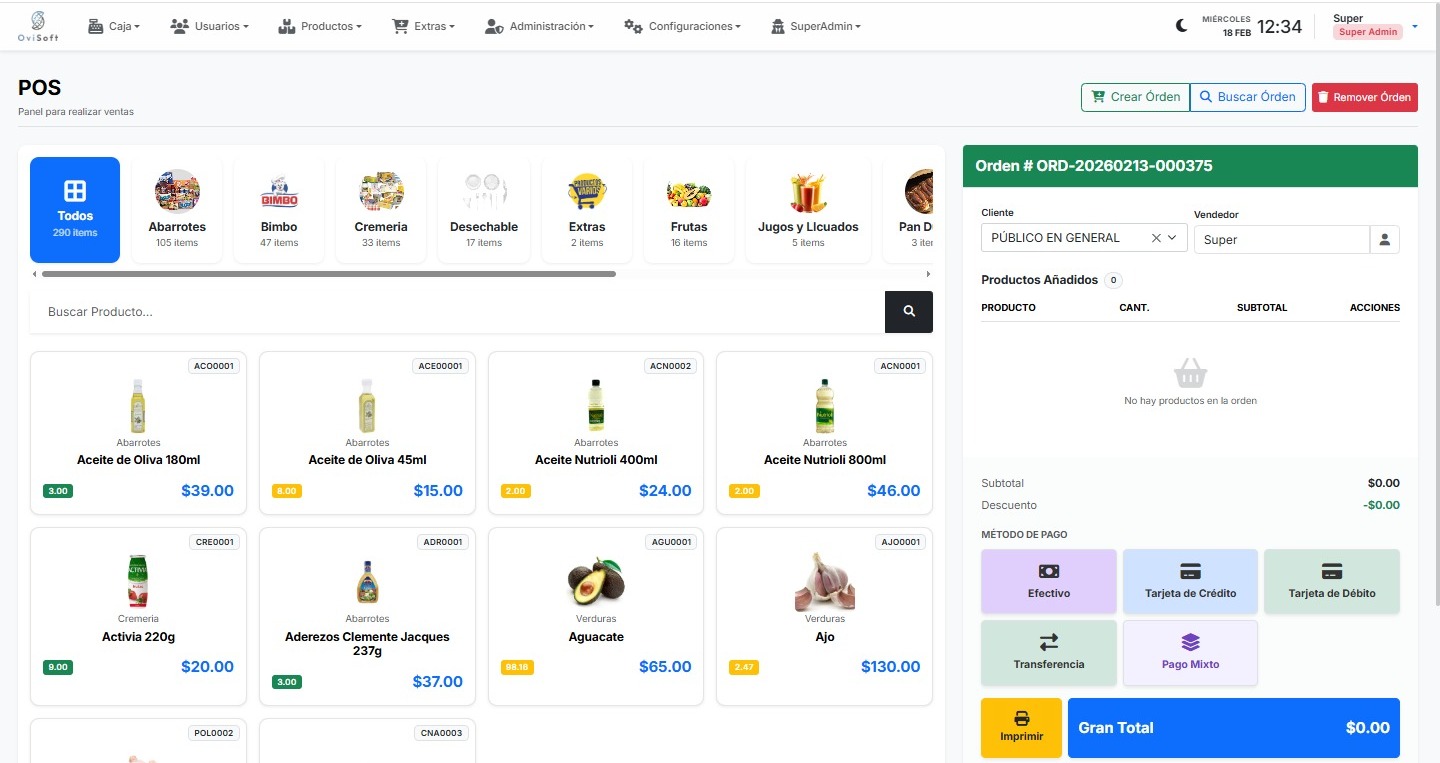 Manejo de la vista de POS